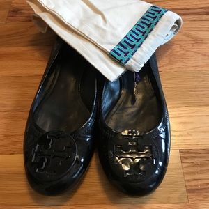 Tory Burch black patent flats